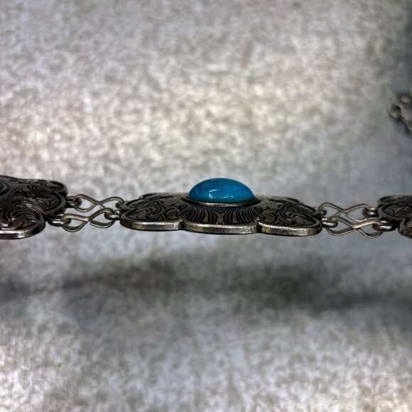 Women's Western Concho Belt Turquoise and Silver Buckle - Picture 3 of 3